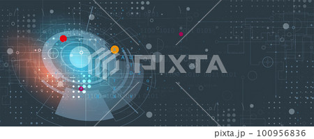 Quantum processing. Deep learning artificial intelligence. Future new technology  for business or science presentation 100956836
