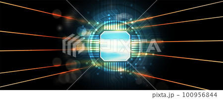 Quantum processing. Deep learning artificial intelligence. Future new technology  for business or science presentation 100956844