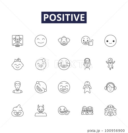 Positive line vector icons and signs. Joyful,...のイラスト素材 [100956900] - PIXTA