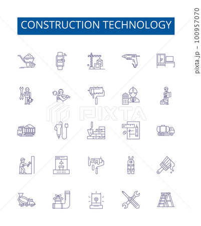 Construction technology line icons signs set....のイラスト素材 [100957070] - PIXTA