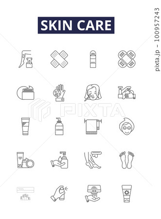 Skin care line vector icons and signs....のイラスト素材 [100957243] - PIXTA