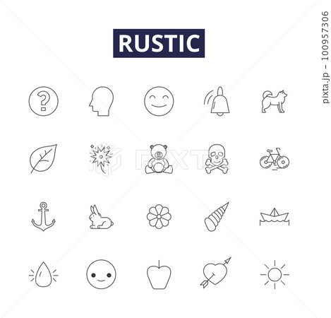 Rustic line vector icons and signs. bucolic,...のイラスト素材 [100957306] - PIXTA