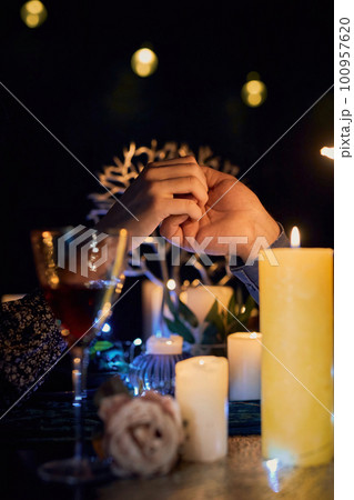 Intimate Candlelit Dinner for Two at a restaurant. Intimate Candlelit Dinner for Two at a restaurant. 100957620