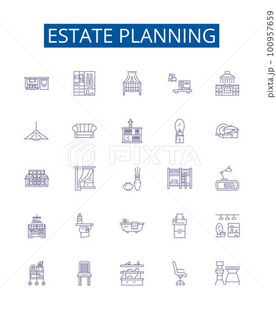Estate planning line icons signs set. Design collection of Wills, Trusts, Taxation, Probate, Heirs, Inheritance, Estate, Guardianship outline concept vector illustrations Estate planning line icons signs set. Design collection of Wills, Trusts, Taxation, Probate, Heirs, Inheritance, Estate, Guardianship outline concept vector illustrations 100957659