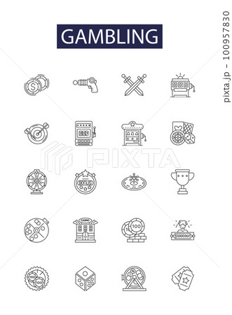 Gambling line vector icons and signs. casino, gambling, gamble, money, poker, play, winner,luck outline vector illustration set Gambling line vector icons and signs. casino, gambling, gamble, money, poker, play, winner,luck outline vector illustration set 100957830