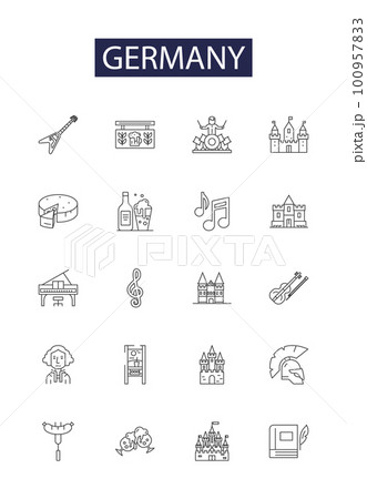 Germany line vector icons and signs. europe,...のイラスト素材 [100957833] - PIXTA