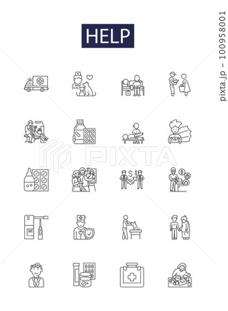 Help line vector icons and signs. Assist,...のイラスト素材 [100958001] - PIXTA