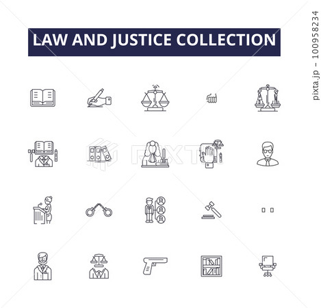 Law and justice collection line vector icons and signs. justice, legal, court, lawyer, vector, judge, illustration,collection outline vector illustration set 100958234