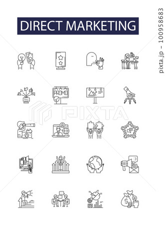 Direct marketing line vector icons and signs. Marketing, Mail, Advertising, Targeting, Promotions, Outreach, Strategy, Response outline vector illustration set Direct marketing line vector icons and signs. Marketing, Mail, Advertising, Targeting, Promotions, Outreach, Strategy, Response outline vector illustration set 100958683