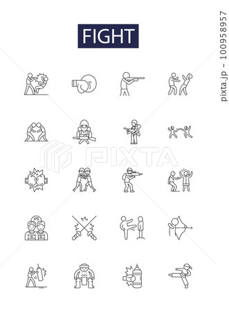 Fight line vector icons and signs. rival,...のイラスト素材 [100958957] - PIXTA