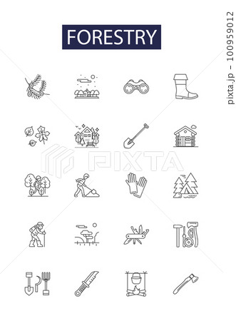 Forestry line vector icons and signs. forestry, timber, forestrymanage, lumbering, woodlands, silviculture, reforestation, arboriculture outline vector illustration set Forestry line vector icons and signs. forestry, timber, forestrymanage, lumbering, woodlands, silviculture, reforestation, arboriculture outline vector illustration set 100959012