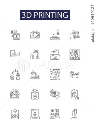 3d printing line vector icons and signs....のイラスト素材 [100959127] - PIXTA