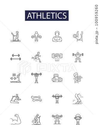 Athletics line vector icons and signs. Jumping, Sprinting, Throwing, Hurdling, Relay-Races, Discus, Javelin, High-Jump outline vector illustration set Athletics line vector icons and signs. Jumping, Sprinting, Throwing, Hurdling, Relay-Races, Discus, Javelin, High-Jump outline vector illustration set 100959260