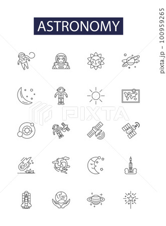 Astronomy line vector icons and signs. Universe, Solar, Cosmic, Galaxy, Constellation, Celestial, Orbit, Planet outline vector illustration set 100959265