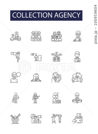 Collection agency line vector icons and signs....のイラスト素材 [100959604 ...