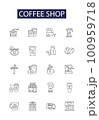 Coffee shop line vector icons and signs. Coffeehouse, Espresso, Cappuccino, Latte, Mocha, Beverage, Brew, Mug outline vector illustration set 100959718