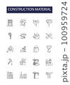 Construction material line vector icons and signs. Cement, Steel, Aggregate, Glass, Concrete, Sand, Gravel, Stone outline vector illustration set 100959724