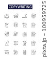 Copywriting line vector icons and signs. Copyediting, Copywriter, Content, Creativity, Copy, Editing, Scripts, Blogging outline vector illustration set 100959725