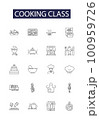 Cooking class line vector icons and signs. food, kitchen, people, class, woman, culinary, school,meal outline vector illustration set 100959726