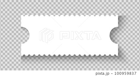 Empty ticket mockup. Blank paper entry ticket for concert, cinema, museum, festival, theater, exhibition isolated on transparent background 100959837