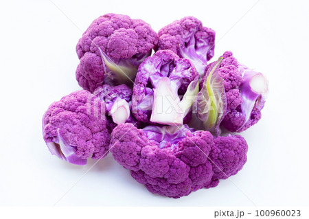 Purple cauliflower on white background. 100960023