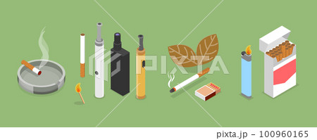 3D Isometric Flat Vector Set of Smoker Collectionのイラスト素材 [100960165 ...