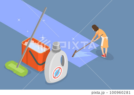 3D Isometric Flat Vector Conceptual Illustration of Floor Cleaning 3D Isometric Flat Vector Conceptual Illustration of Floor Cleaning 100960281