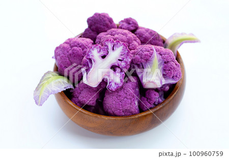Purple cauliflower on white background. 100960759