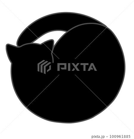 丸まって寝てるネコのイラスト 黒猫 丸まって寝てるネコのイラスト 黒猫 100961885