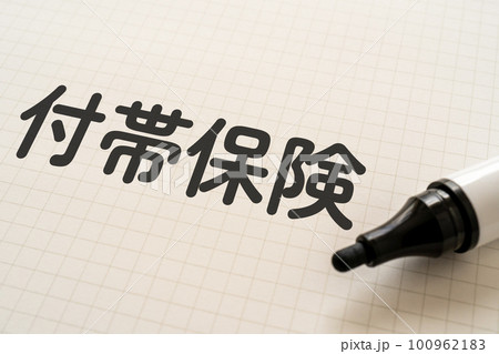 付帯保険と書かれたノートとマーカー 付帯保険と書かれたノートとマーカー 100962183