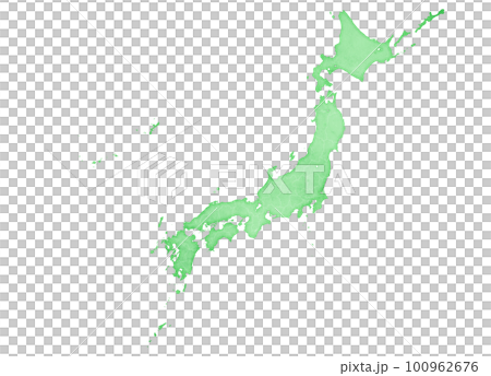 Map of Japan (with prefectural borders) Fresh green Wakaba Aoba Map of Japan (with prefectural borders) Fresh green Wakaba Aoba 100962676