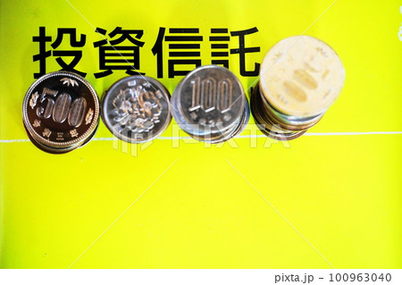 並べられた各種の硬貨、投資信託イメージ 並べられた各種の硬貨、投資信託イメージ 100963040