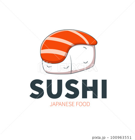 Sushi logo template for Japanese food cafe with salmon sushi 100963551
