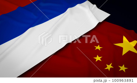 China and Russia flag image 3d rendering 100963891