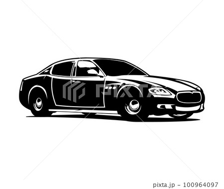 luxury car isolated on white background view from the front. Best for logos, badges and emblems.	 100964097