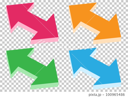 3D straight double-headed arrow 4-color set without outline 100965486