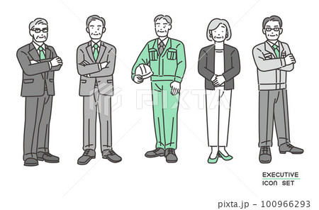 取締役や社長などのシニア経営者のベクターイラスト素材／管理職／作業服 100966293