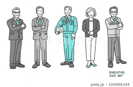 取締役や社長などのシニア経営者のベクターイラスト素材／管理職／作業服 100966294