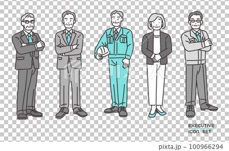 取締役や社長などのシニア経営者のベクターイラスト素材／管理職／作業服 100966294