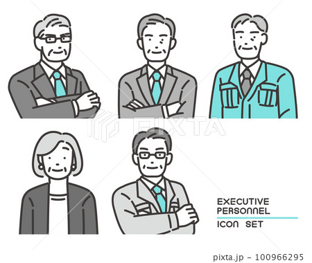 取締役や社長などのシニア経営者の上半身のベクターイラスト素材/管理職/作業服 取締役や社長などのシニア経営者の上半身のベクターイラスト素材/管理職/作業服 100966295