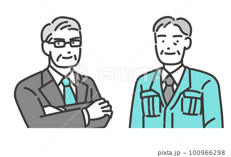 取締役や社長などのシニア経営者の上半身のベクターイラスト素材/管理職/作業服 取締役や社長などのシニア経営者の上半身のベクターイラスト素材/管理職/作業服 100966298