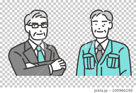 取締役や社長などのシニア経営者の上半身のベクターイラスト素材/管理職/作業服 取締役や社長などのシニア経営者の上半身のベクターイラスト素材/管理職/作業服 100966298