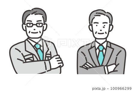 取締役や社長などのシニア経営者の上半身のベクターイラスト素材／管理職／作業服 100966299