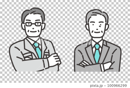 取締役や社長などのシニア経営者の上半身のベクターイラスト素材／管理職／作業服 100966299