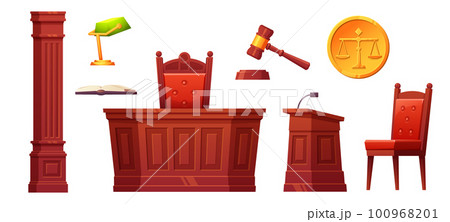 Cartoon courtroom furniture and design elements 100968201