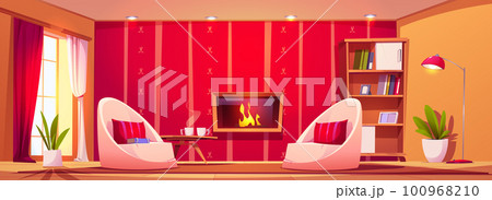 Modern living room interior with fireplace 100968210