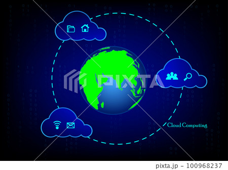Cloud computing concept with globe connect online concept cloud computing technology vector illustration 100968237