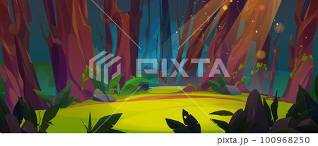 Fantasy forest glade cartoon magic illustration 100968250