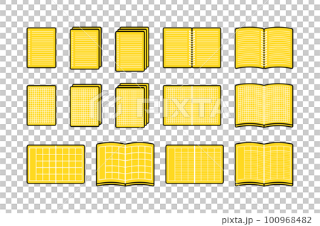 一組筆記本圖標、簡單的書寫用具、插圖、文具、方格紙、日程表 一組筆記本圖標、簡單的書寫用具、插圖、文具、方格紙、日程表 100968482