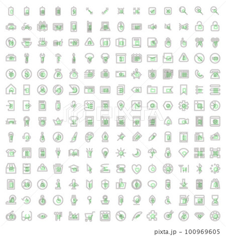 アウトラインのミニビジネスアイコンセット 緑 100969605